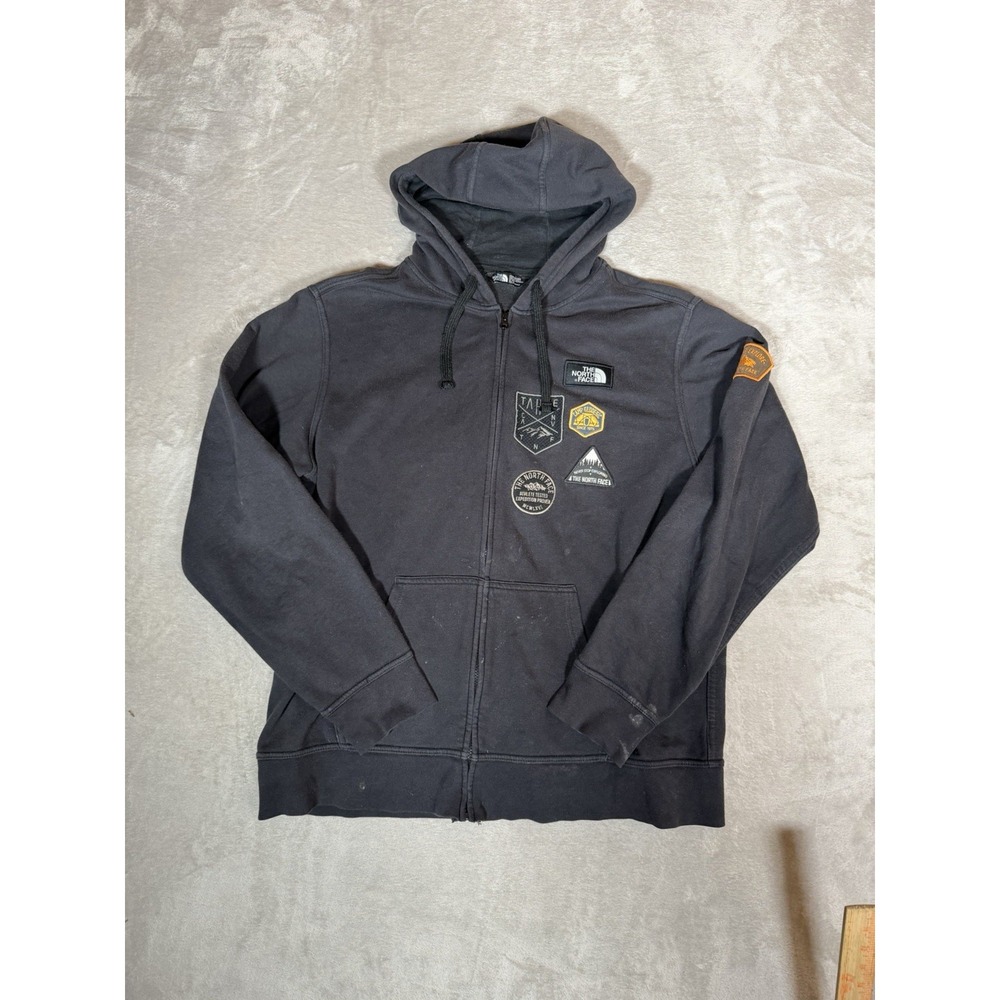 The North Face Mens XL Black Full Zip Hoodie Expedition Patch Graphic